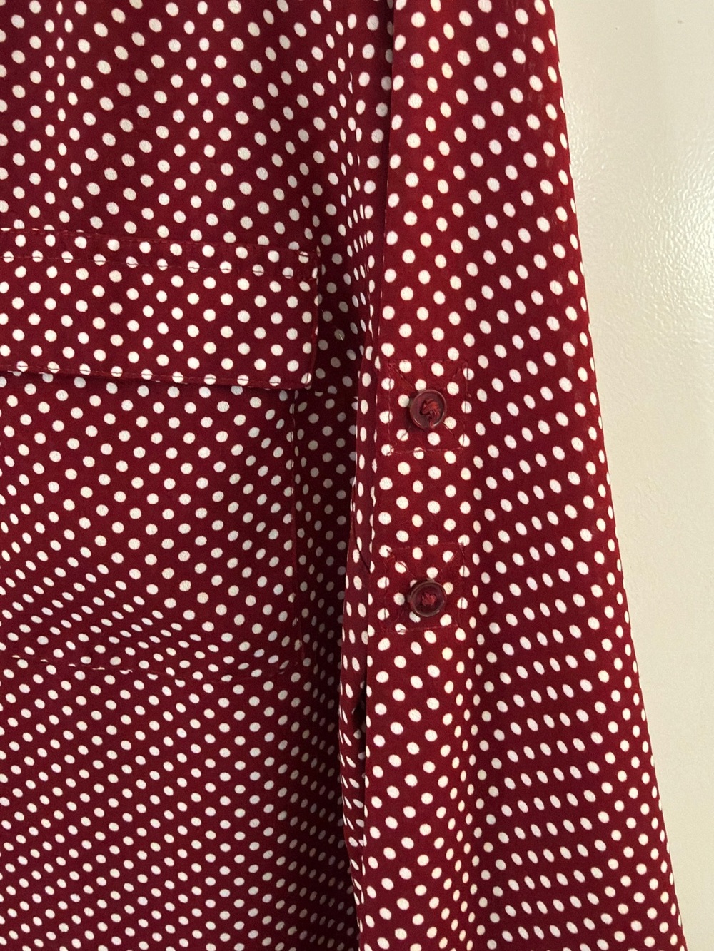 Express Burgundy Polka Dot Zip-Front Blouse Large - Picture 6 of 8